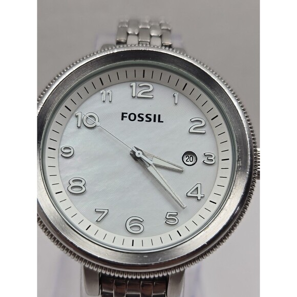 Fossil Bridgette AM4305 Womens Watch Silver Tone 42mm Date New Battery Sz. Small - Picture 4 of 11
